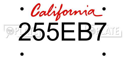 255EB7 California License Plate