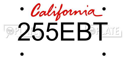 255EBT California License Plate