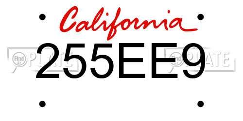 255EE9 California License Plate