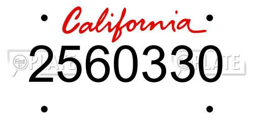 2560330 California License Plate