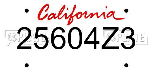 25604Z3 California License Plate