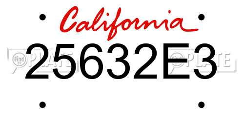 25632E3 California License Plate