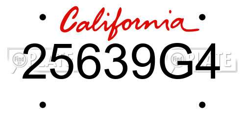 25639G4 California License Plate