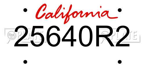 25640R2 California License Plate