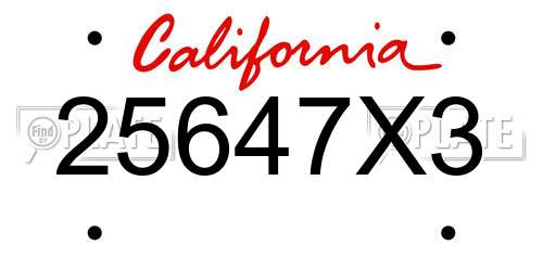 25647X3 California License Plate