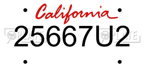 25667U2 California License Plate