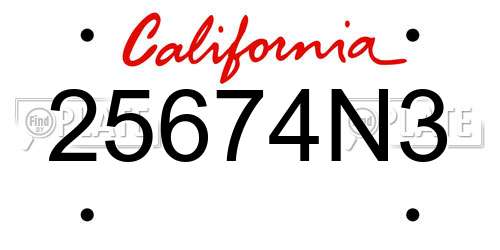 25674N3 California License Plate