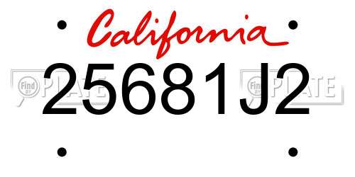 25681J2 California License Plate