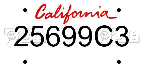 25699C3 California License Plate