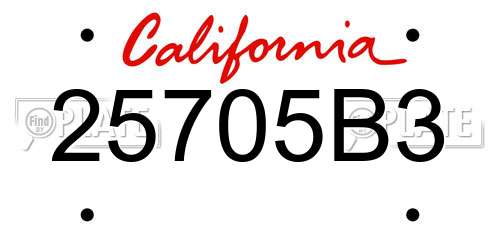 25705B3 California License Plate