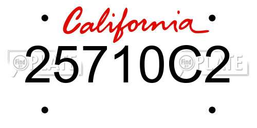 25710C2 California License Plate