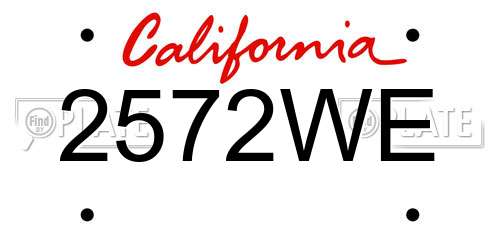 2572WE California License Plate