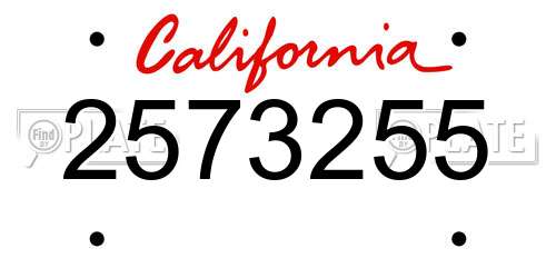 2573255 California License Plate