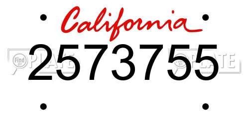 2573755 California License Plate
