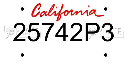 25742P3 California License Plate