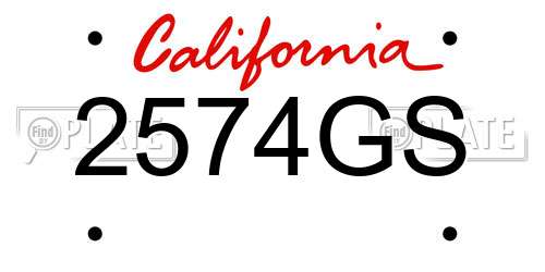 2574GS California License Plate