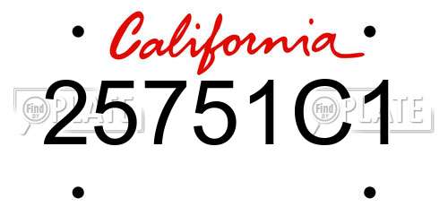 25751C1 California License Plate