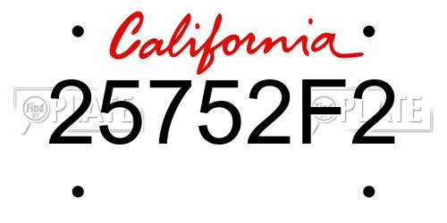 25752F2 California License Plate