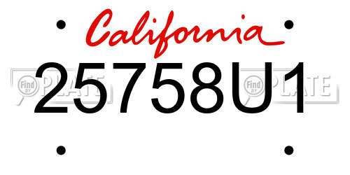 25758U1 California License Plate