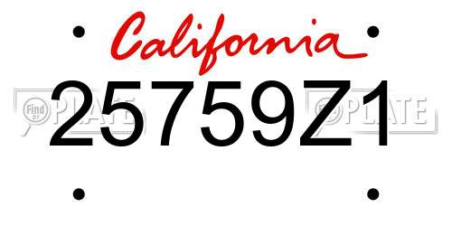 25759Z1 California License Plate