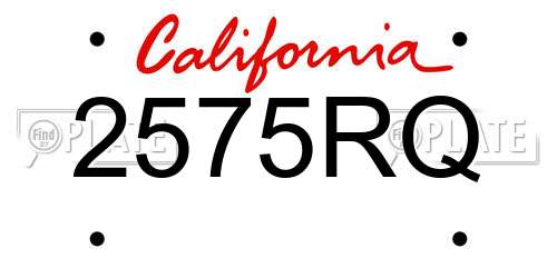 2575RQ California License Plate