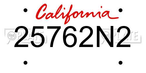 25762N2 California License Plate