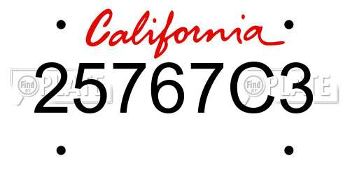 25767C3 California License Plate