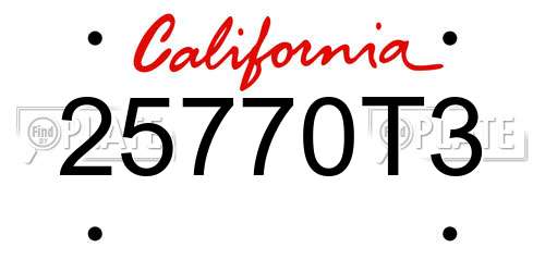 25770T3 California License Plate