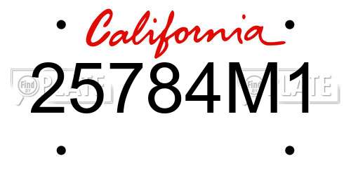 25784M1 California License Plate