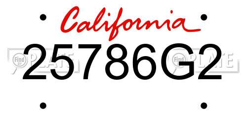 25786G2 California License Plate