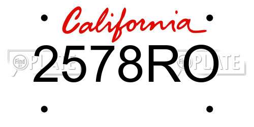 2578RO California License Plate