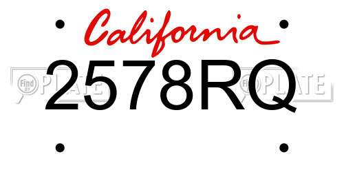 2578RQ California License Plate