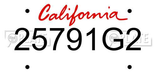 25791G2 California License Plate