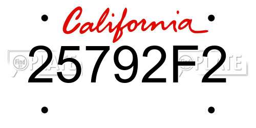 25792F2 California License Plate