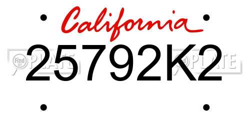 25792K2 California License Plate