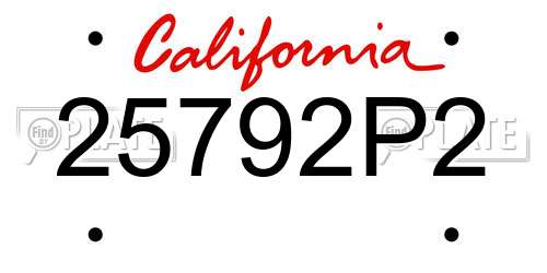25792P2 California License Plate