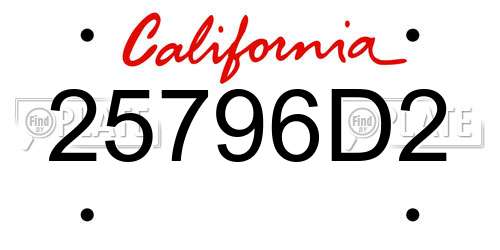 25796D2 California License Plate