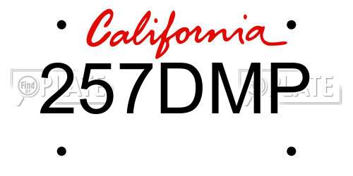 257DMP California License Plate