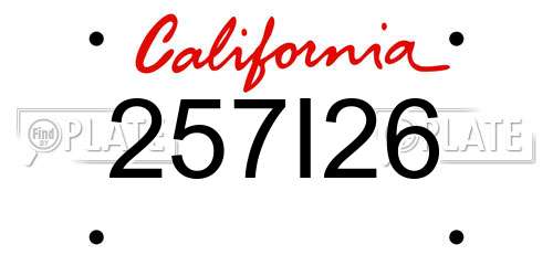 257I26 California License Plate