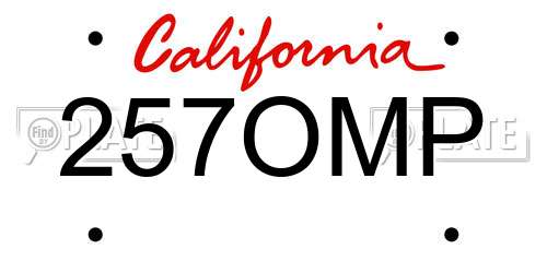 257OMP California License Plate