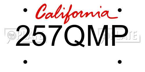257QMP California License Plate
