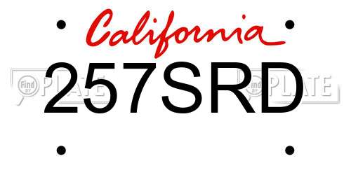257SRD California License Plate