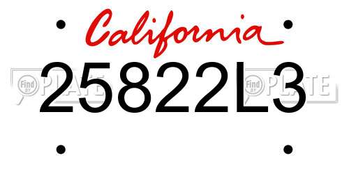 25822L3 California License Plate