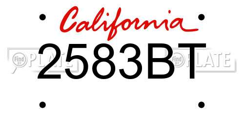 2583BT California License Plate