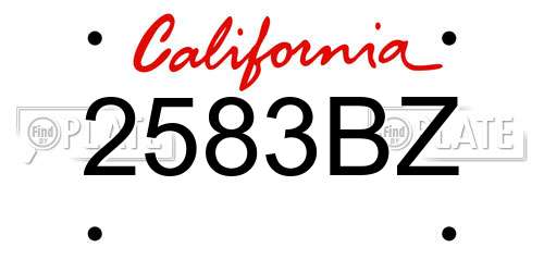 2583BZ California License Plate