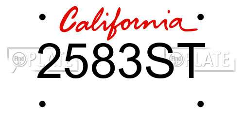 2583ST California License Plate
