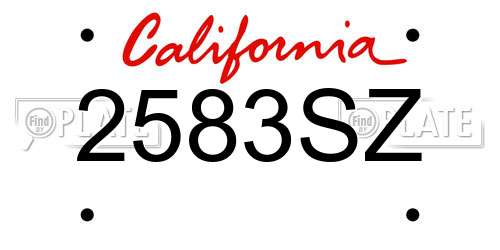 2583SZ California License Plate