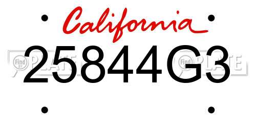 25844G3 California License Plate
