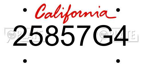 25857G4 California License Plate