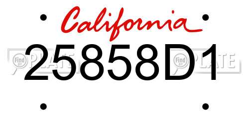 25858D1 California License Plate